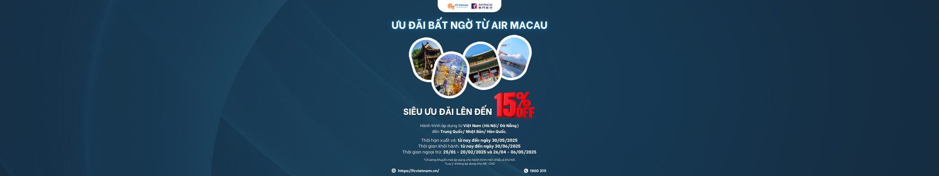 ƯU ĐÃI TỪ AIR MACAU 15% DỊP TẾT NÀY