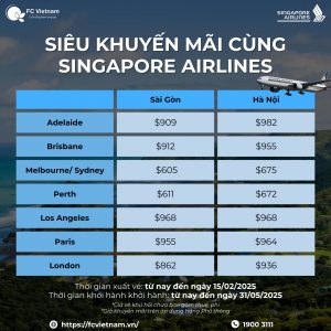 SIÊU KHUYẾN MÃI CÙNG SINGAPORE AIRLINES