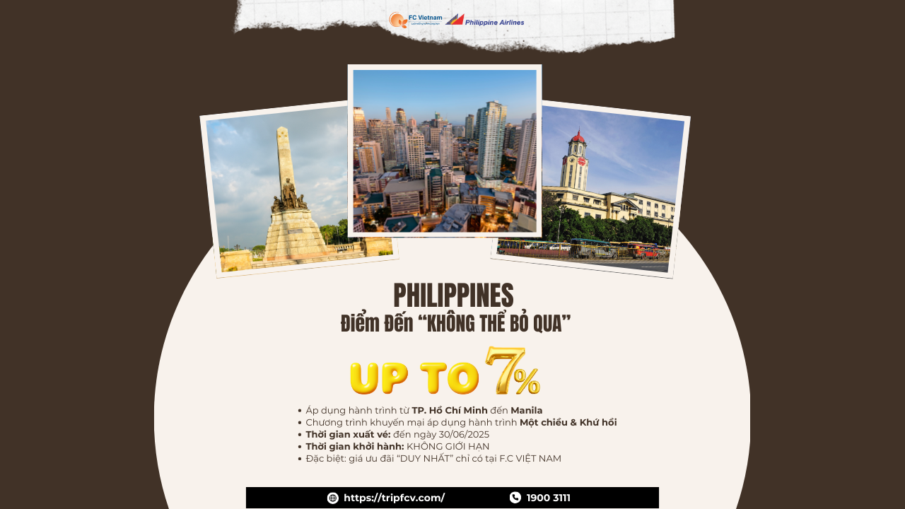 Ưu Đãi Lên Đến 7% Cùng Philippine Airlines