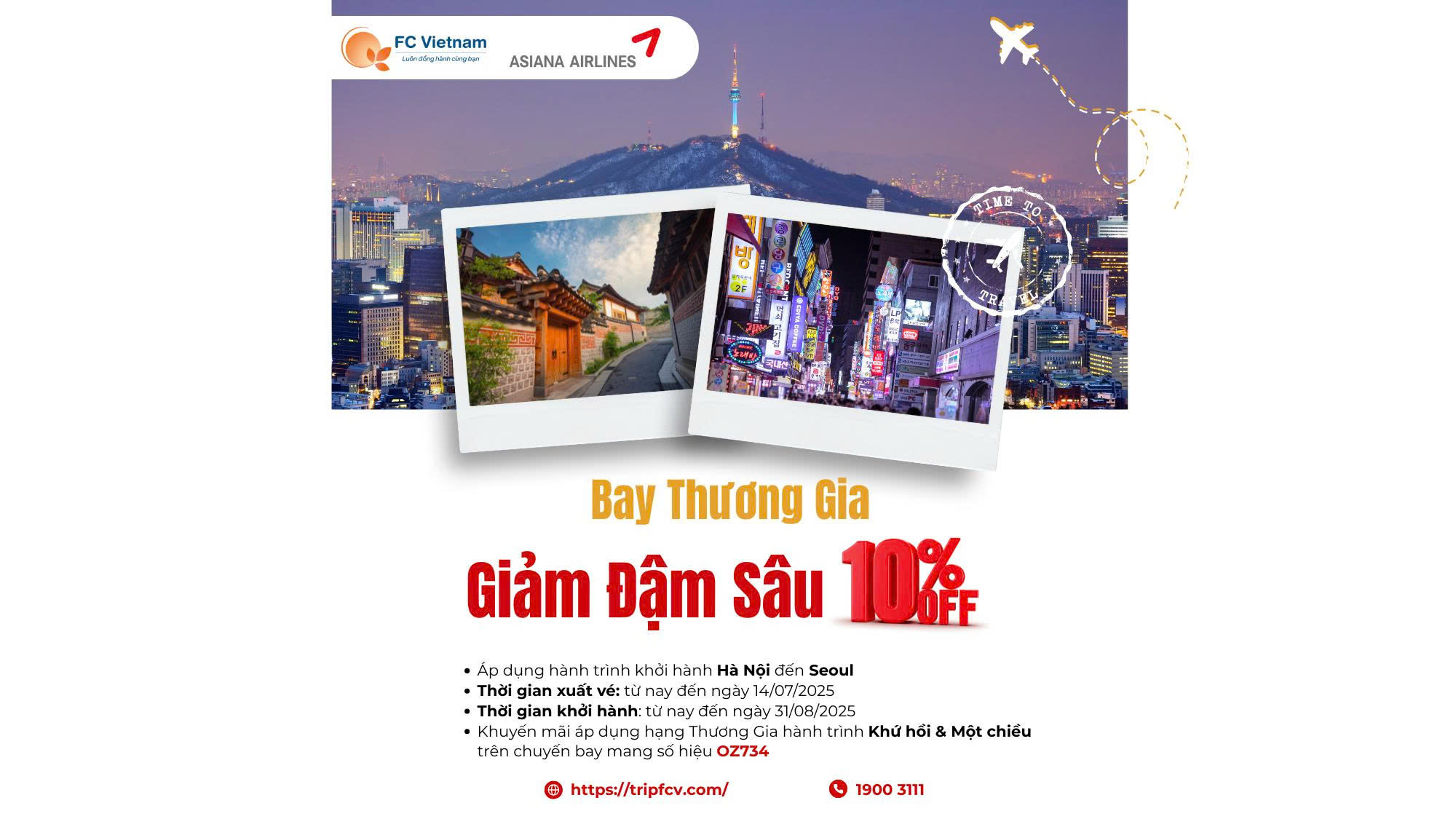 Bay Thương Gia – Giảm Đậm Sâu 10% Cùng Asiana Airlines