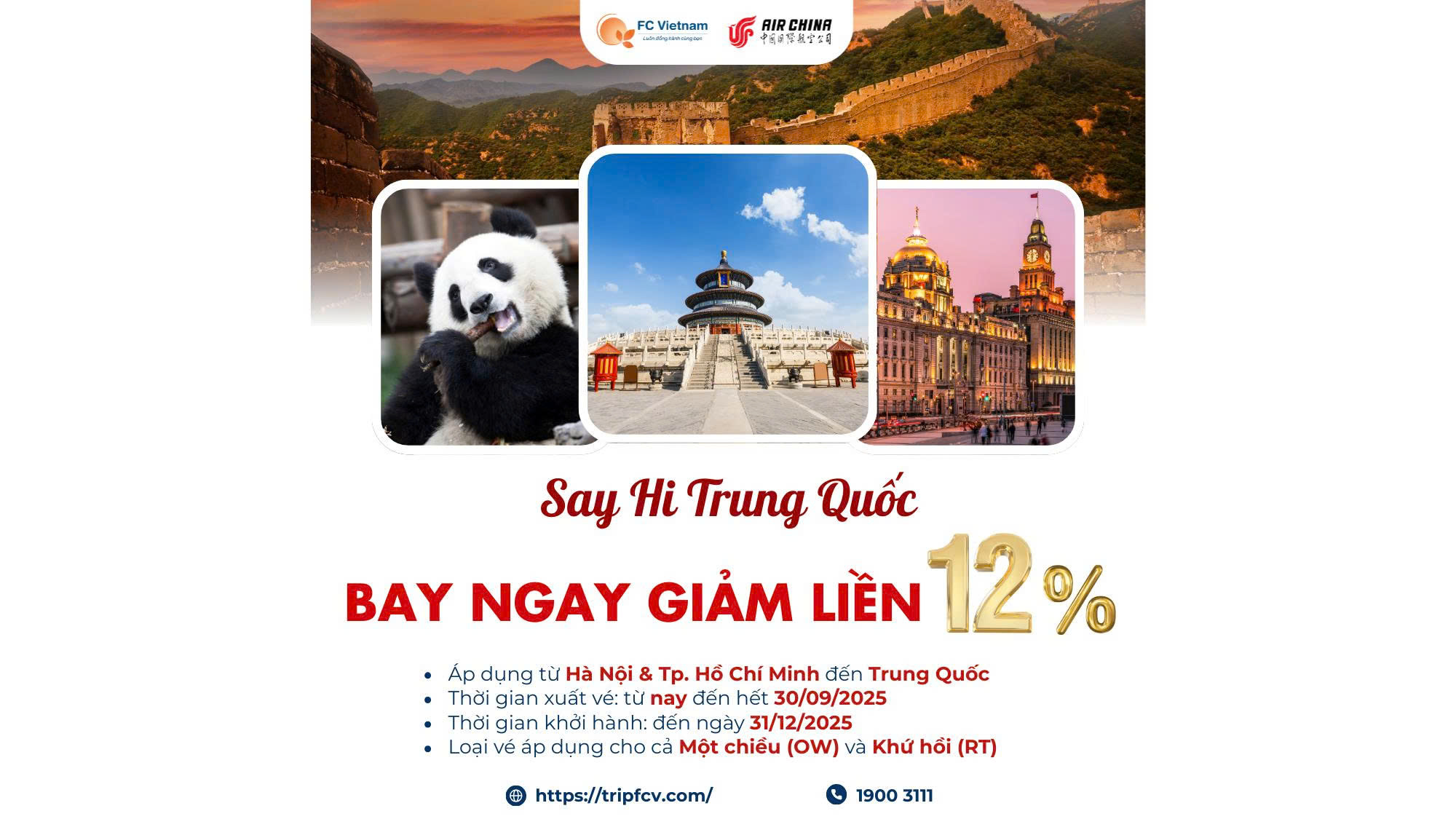 Say Hi Trung Quốc – Bay Ngay Giảm Liền 12%