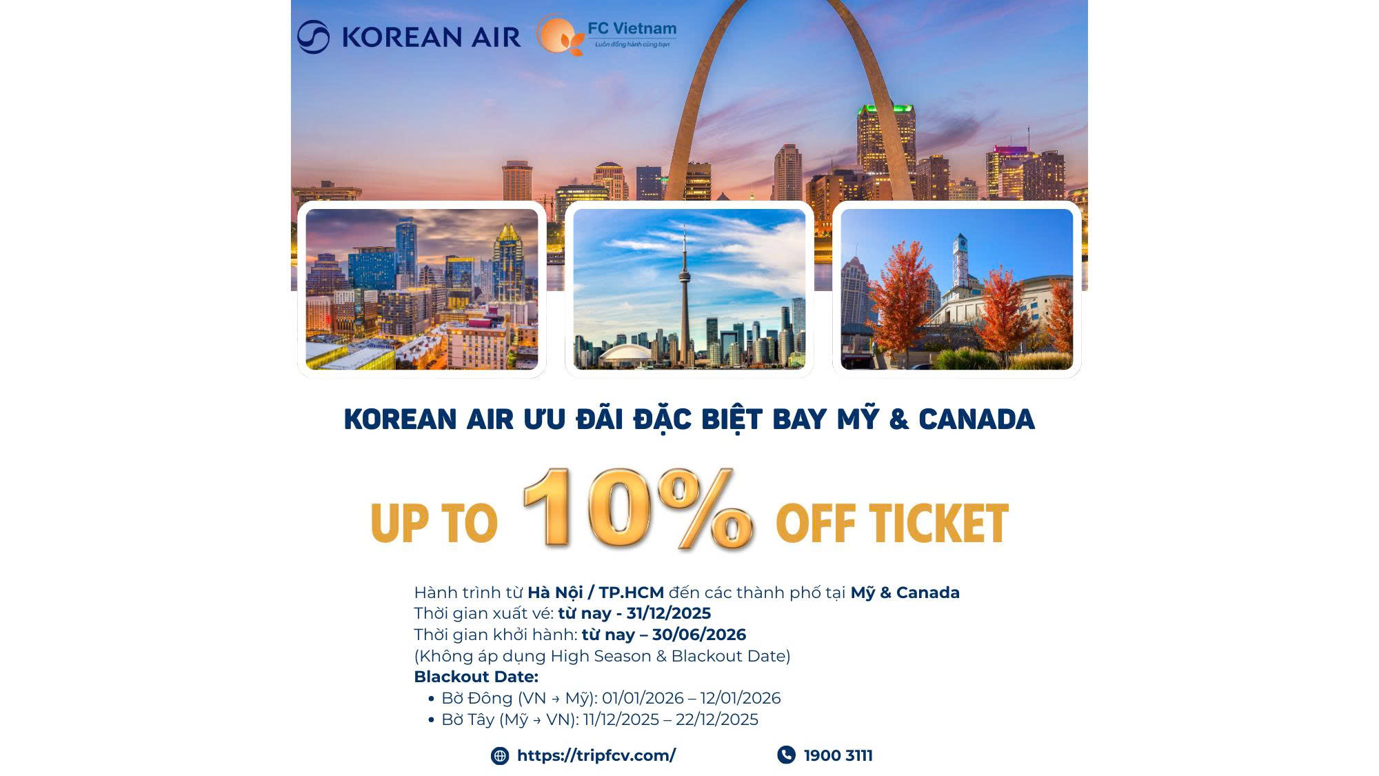 KOREAN AIR SALE BỰ | BAY MỸ & CANADA GIẢM TỚI 10%