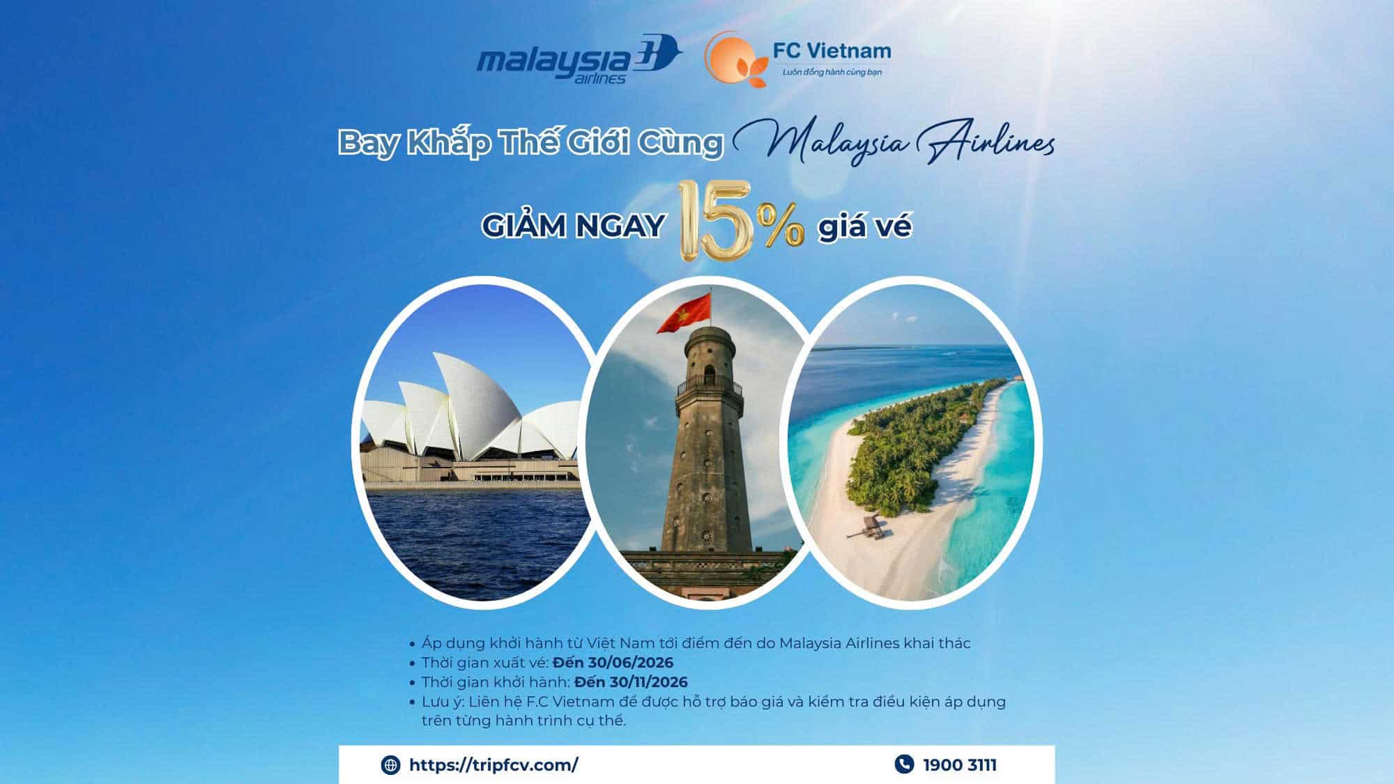 BAY KHẮP THẾ GIỚI CÙNG MALAYSIA AIRLINES | ƯU ĐÃI ĐẾN 15%