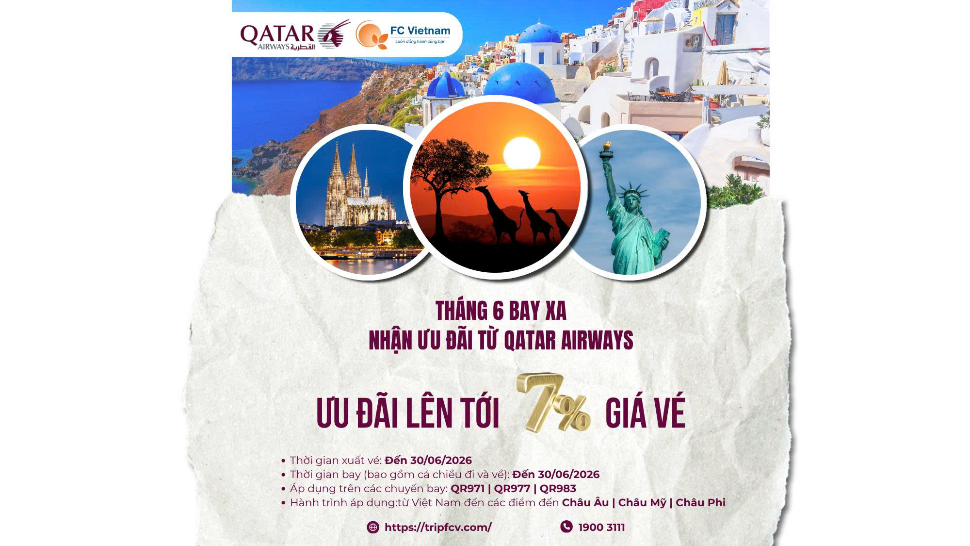 THÁNG 6 BAY XA – NHẬN ƯU ĐÃI TỪ QATAR AIRWAYS