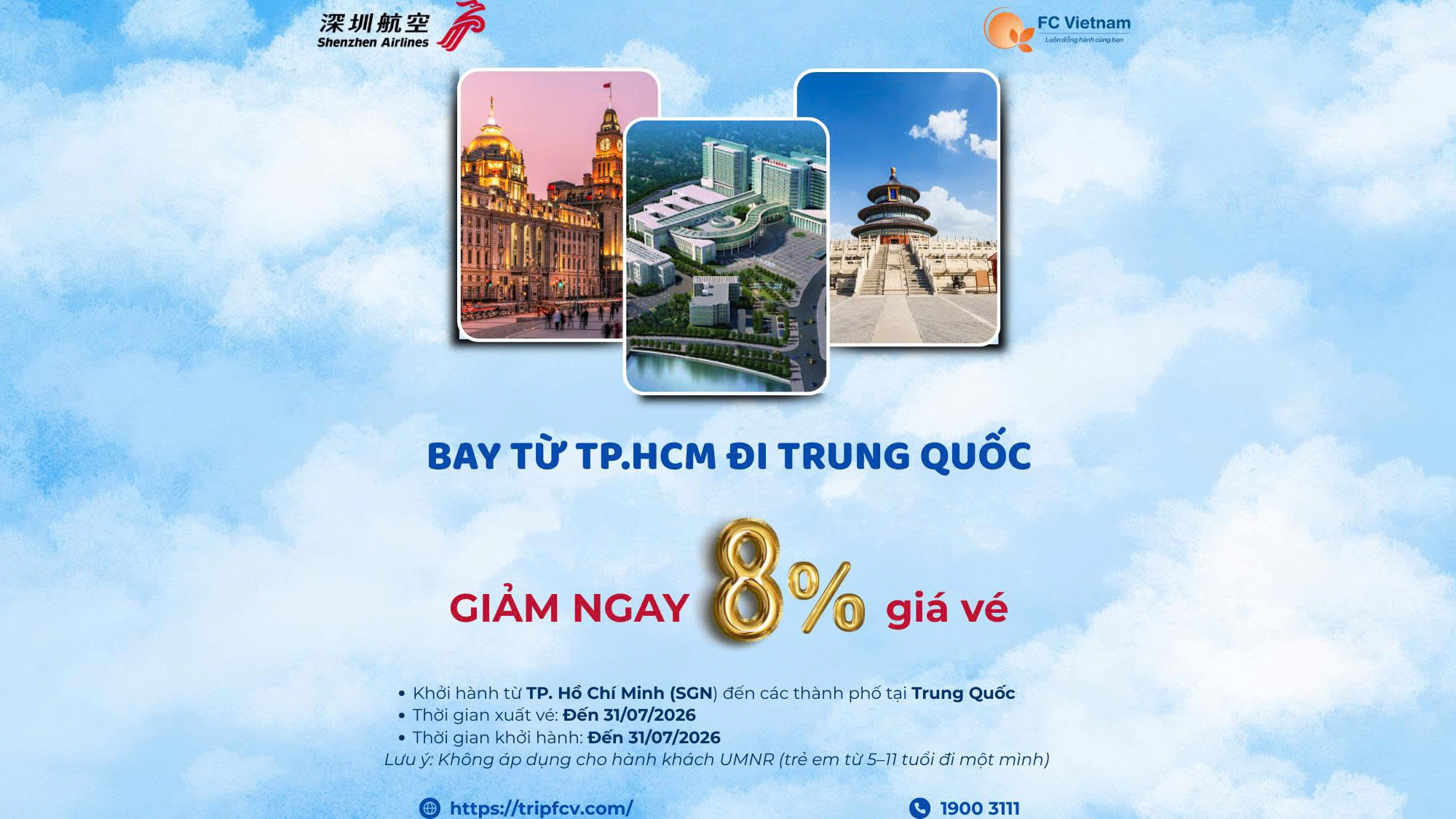 KHÁM PHÁ TRUNG QUỐC – GIẢM NGAY 8% CÙNG SHENZHEN AIRLINES