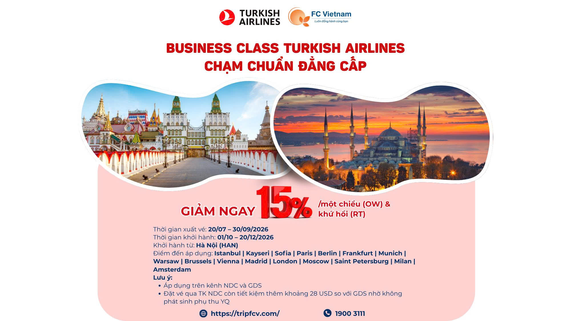 NÂNG TẦM HÀNH TRÌNH CHÂU ÂU CÙNG TURKISH AIRLINES BUSINESS CLASS