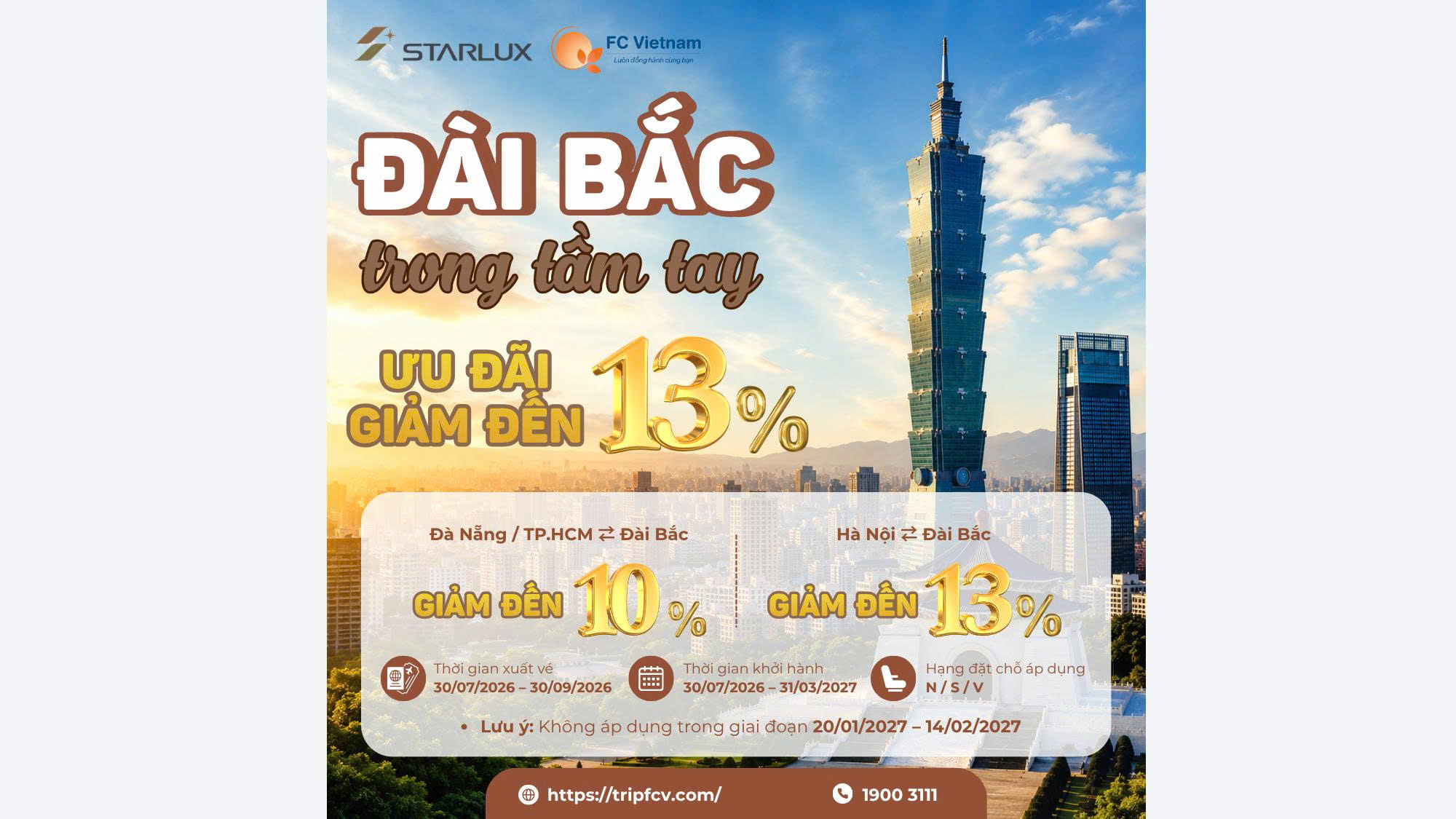 ĐÀI BẮC TRONG TẦM TAY | ƯU ĐÃI ĐẾN 13% CÙNG STARLUX AIRLINES