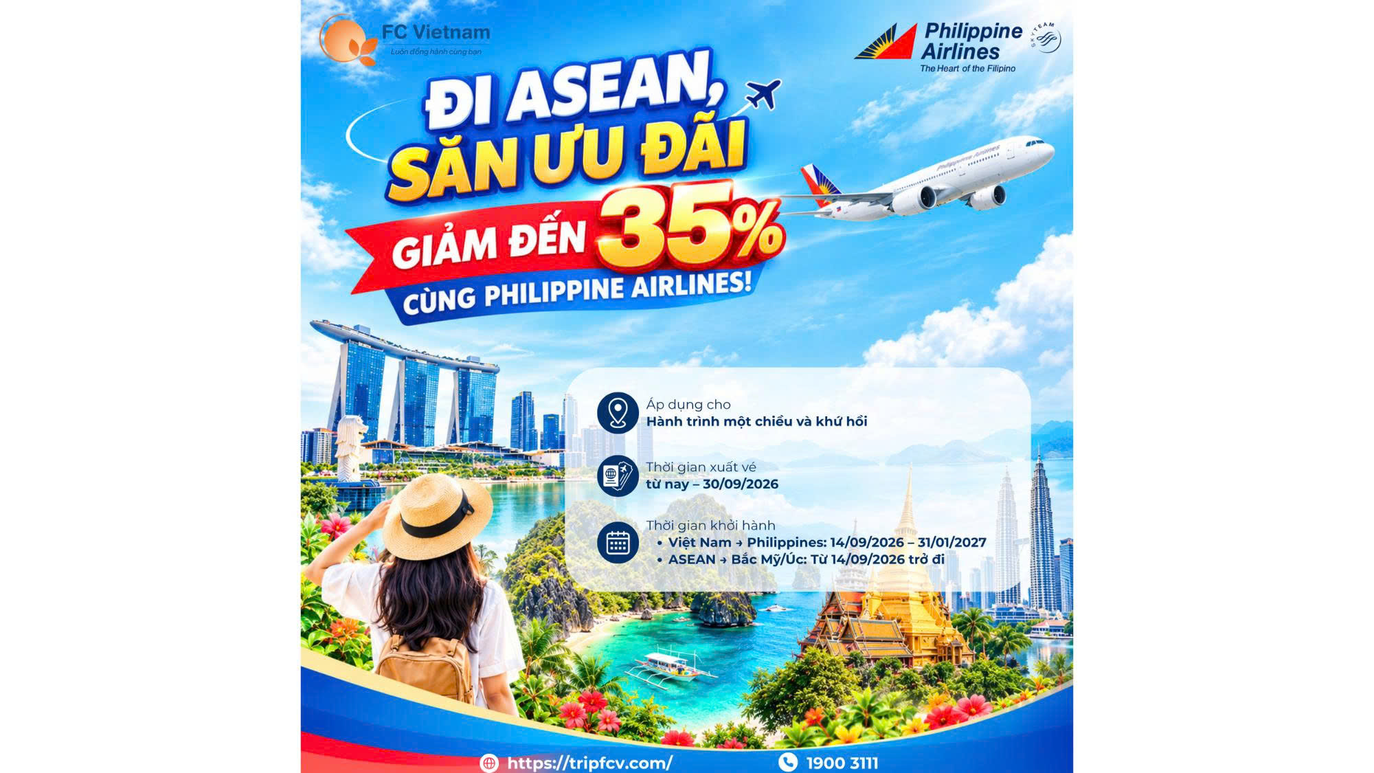 ĐI ASEAN, SĂN ƯU ĐÃI – GIẢM ĐẾN 35% CÙNG PHILIPPINE AIRLINES!