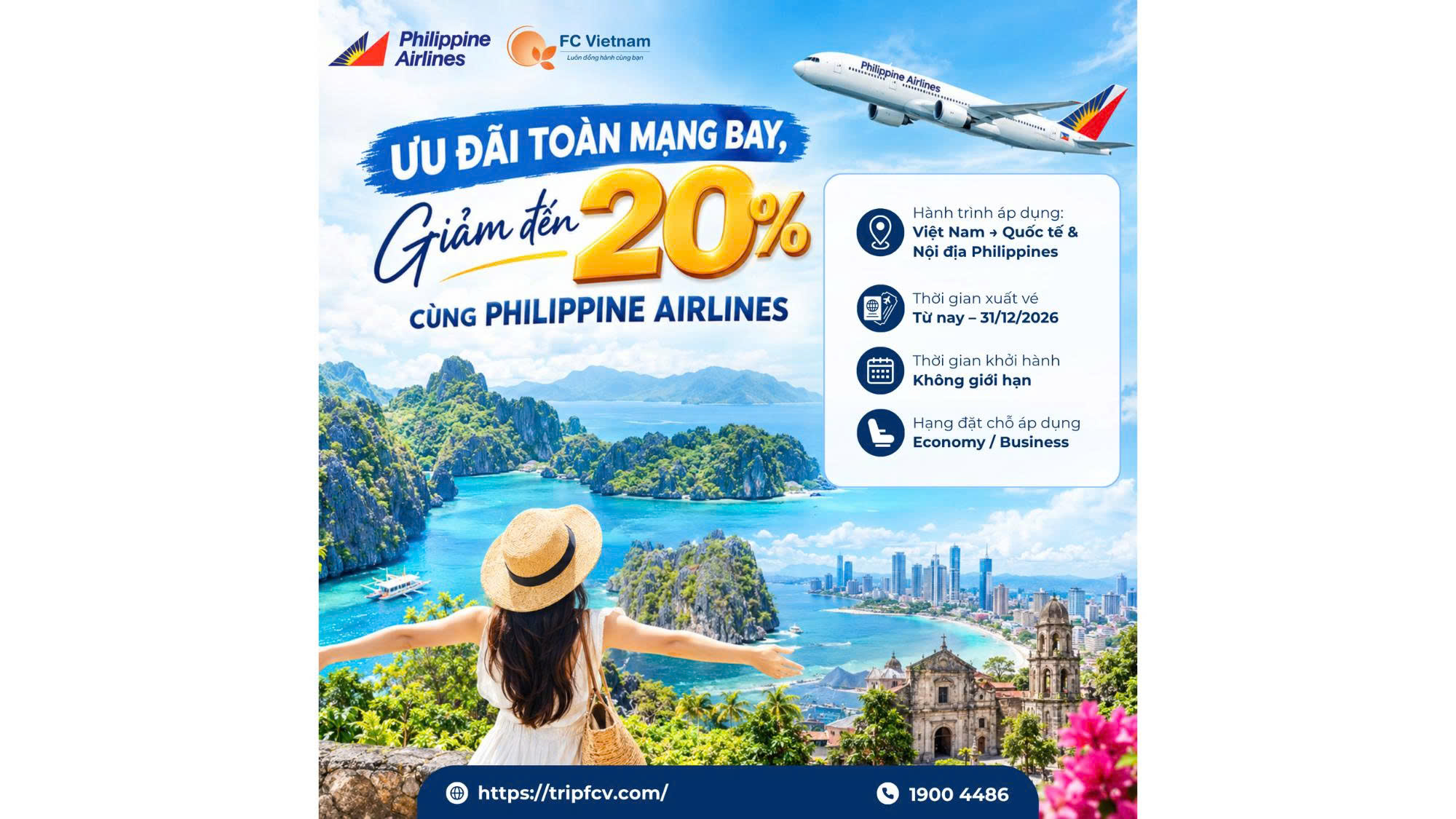 ƯU ĐÃI TOÀN MẠNG BAY, GIẢM ĐẾN 20% CÙNG PHILIPPINE AIRLINES
